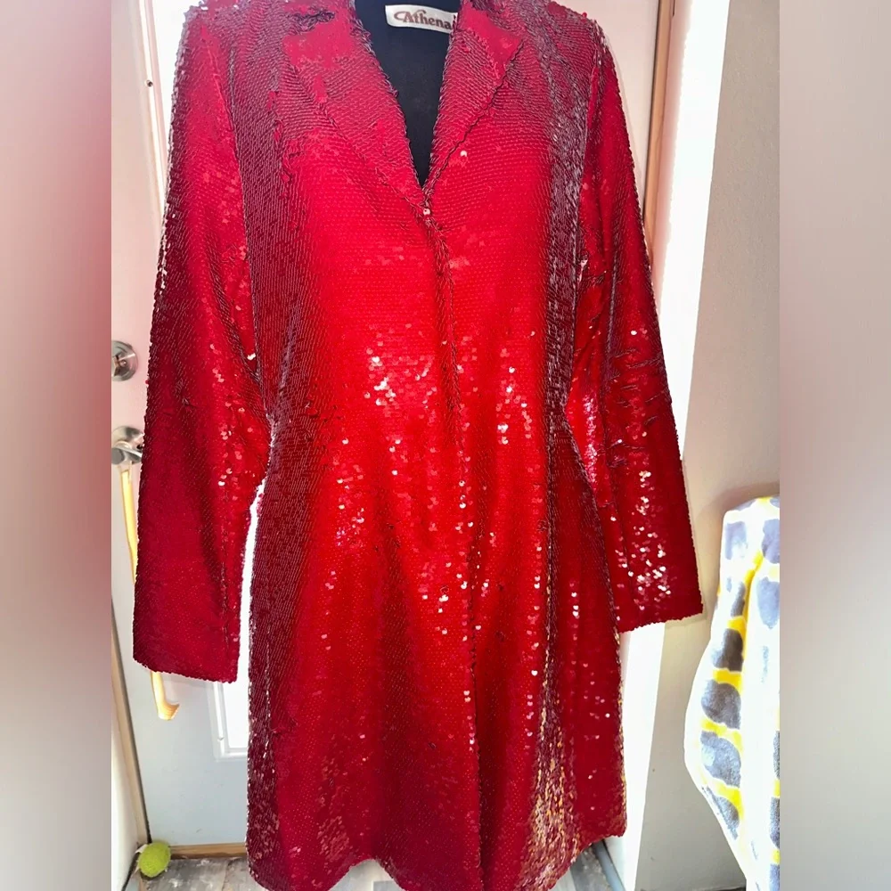Red Sequin Coat/Dress - Picture 1 of 3